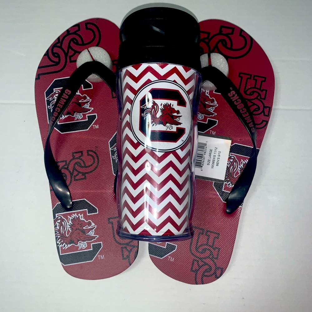 South Carolina Gamecocks Flip Flops and Tumbler Set